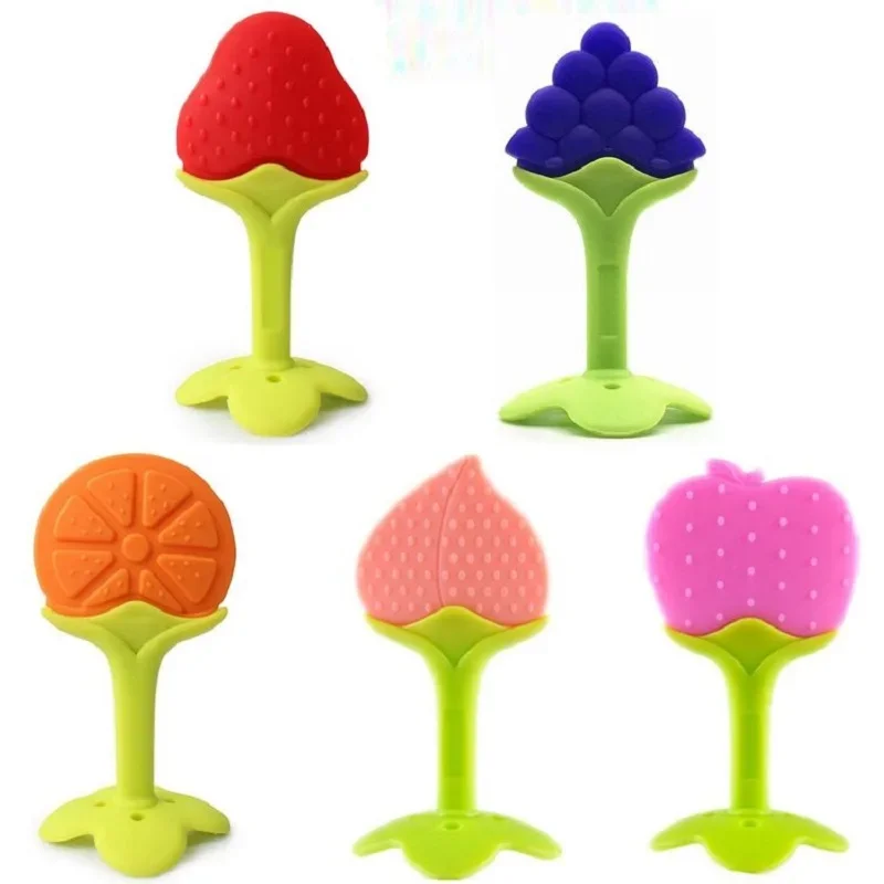 BPA-Free Food Grade Custom Fruit Sucking Chew Baby Toy Silicone Silicon Animals Pacifier Teething Teether for Newborn Gift