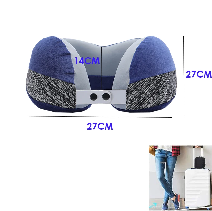 Removable Cover Memory Foam U Shape Neck Pillow with Handle Head Support Christmas Present Travel Neck Pillow for Airplane/Car