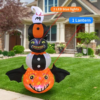 Outdoor Waterproof LED Holiday Party Inflatable Decorations 7FT ghost Pumpkin Black Cat Pyramid Halloween Inflatable Decorations