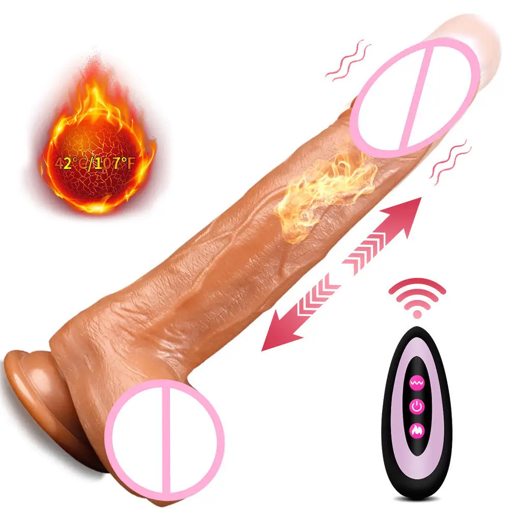 Wholesale Electric Big Long Thick Vibrating Heating Telescopic Realistic Silicone Dildo 12Inch Quick Dispatch Discreet Packaging