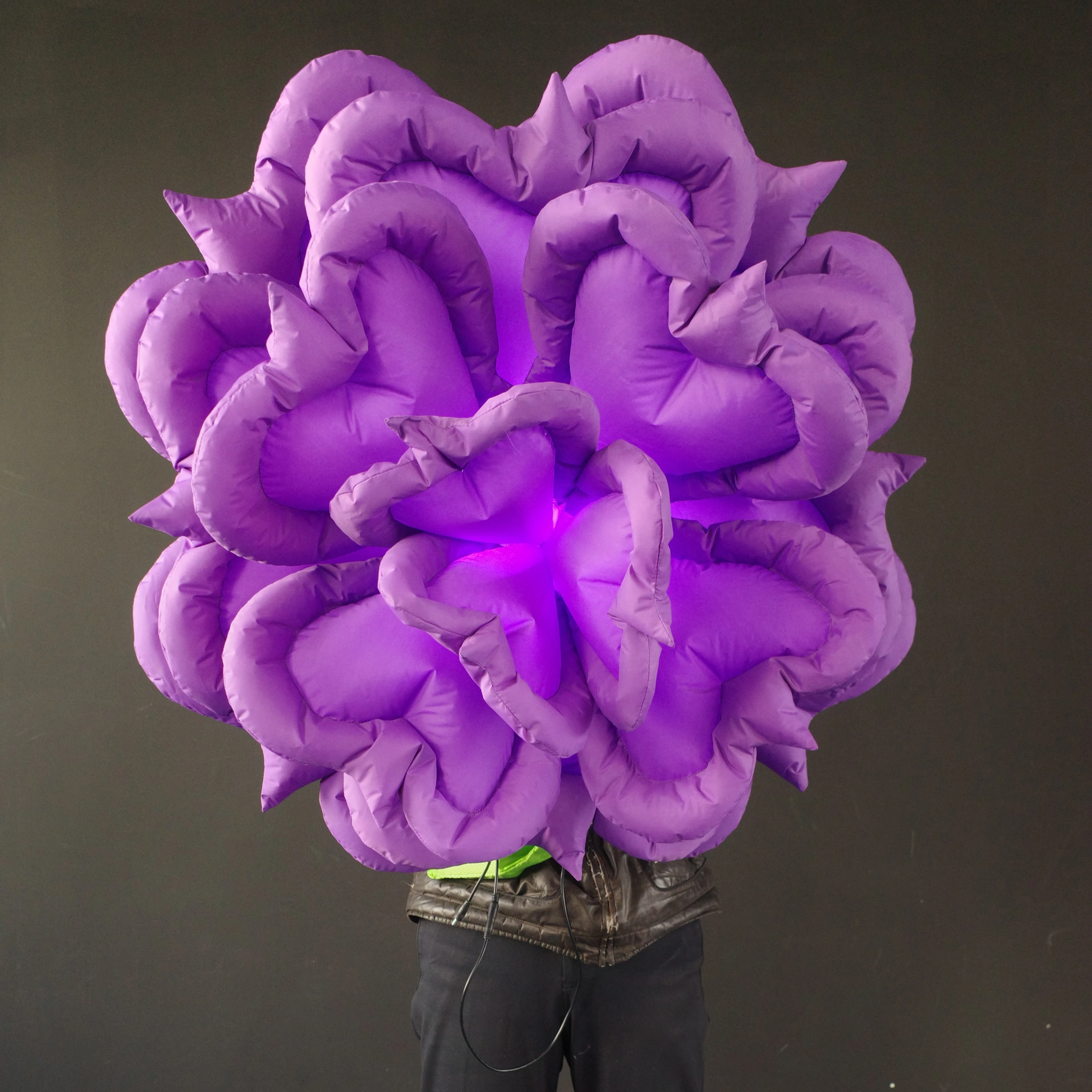 Giant Inflatable Purple Flower Backpack with LED, Durable Art Installation Inflatable for Event