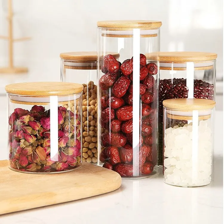 Glass Storage Jar Airtight Jar, Reusable Kitchen Containers Food Storage  Containers for Candy Sugar Coffee Beans Snacks Pasta 650ml 