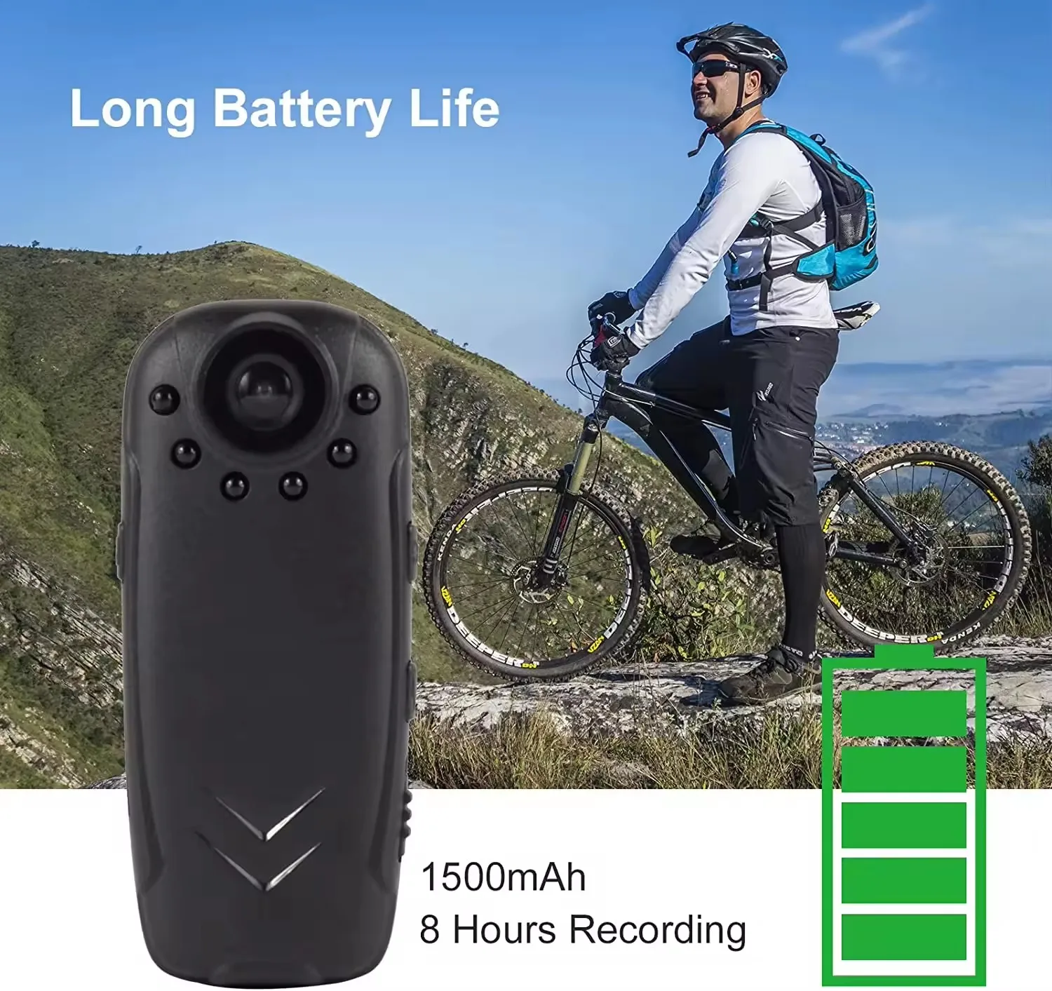 Back Clip Design Large Battery Portable Night Vision 125 Degree Rotating Clip Body Video Recorder Human Body Pocket Camera