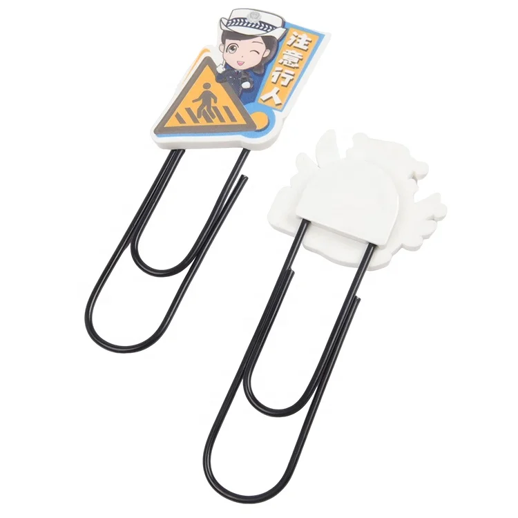 Мягкая Закладка из ПВХ оптовая продажа зажим для бумаги с мультяшным логотипом