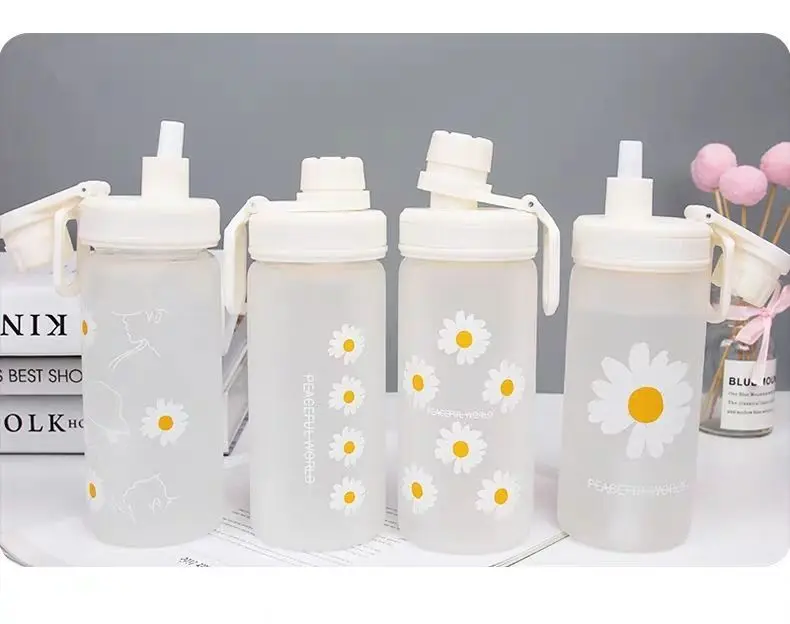 500ml Eco Friendly Plastic Water Bottle Printed Flower Cartoon Cup Big ...