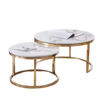 Drun Modern Metal Base Marble Top Coffee Table Set Living Room Luxury Hotel Decoration Furniture