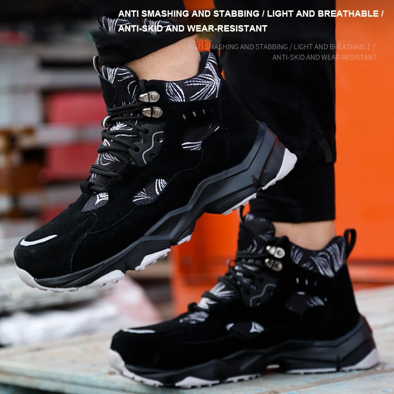 Изготовленные На Заказ Высокие ботинки из воловьей замши со стальным носком непробиваемые сохраняют тепло зимой защитная обувь для мужчин