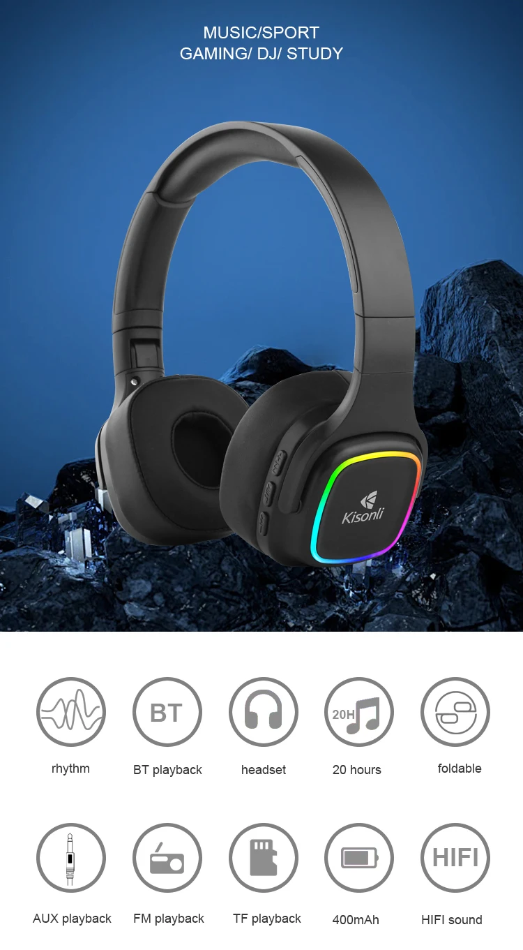 Kisnoli A11 Gaming Products Premium Headphones TWS Headseat with Light