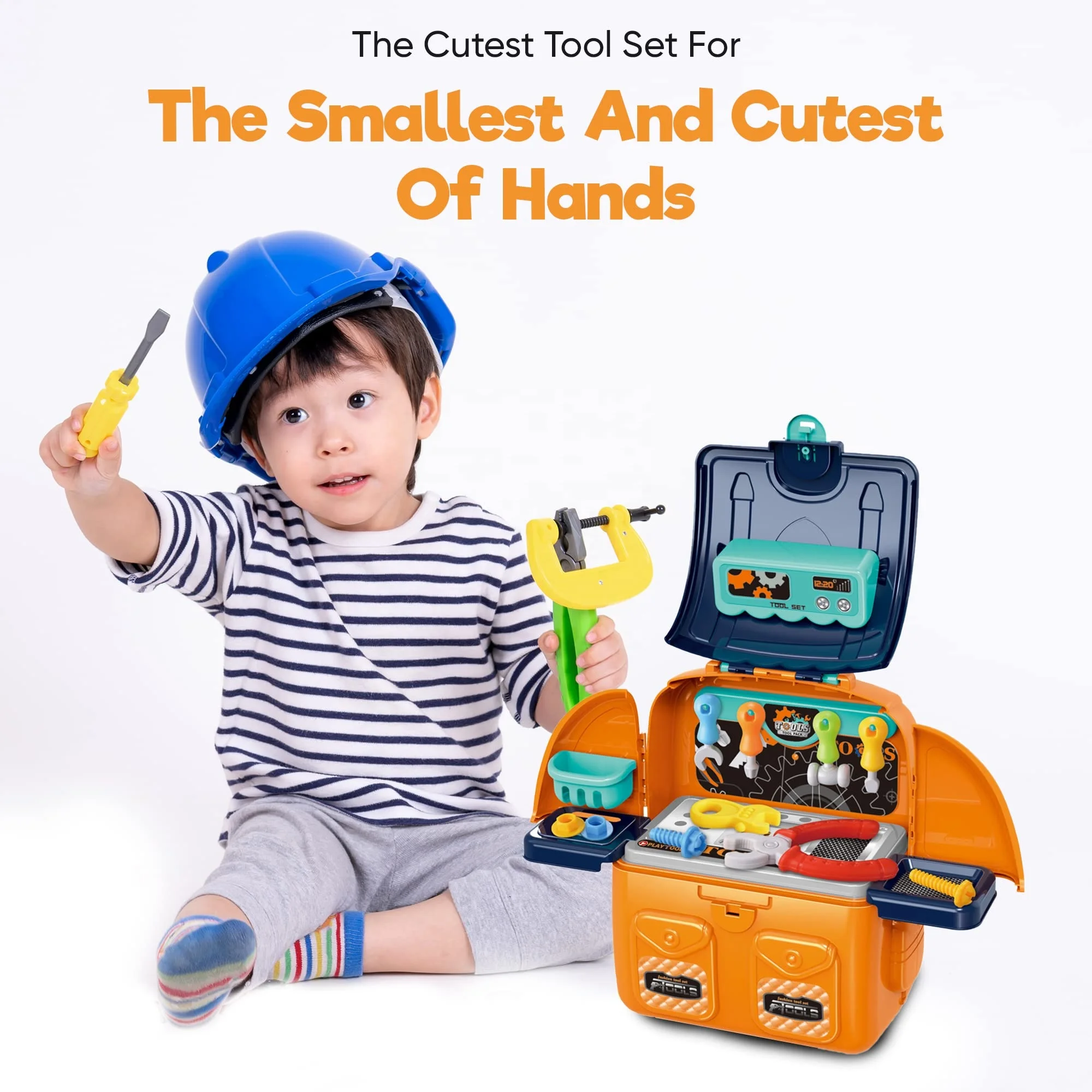 Caja de Herramientas de carpintero, mochila, cinturón, juguetes