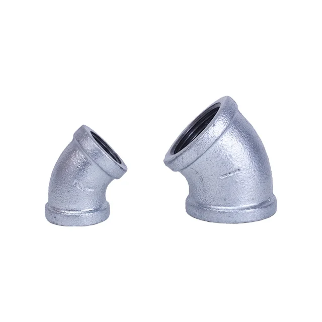 Hot Dip Galvanized Gi Malleable Cast Iron Pipe Fittings 45 Degree Elbow For Water Oil Fire 4298