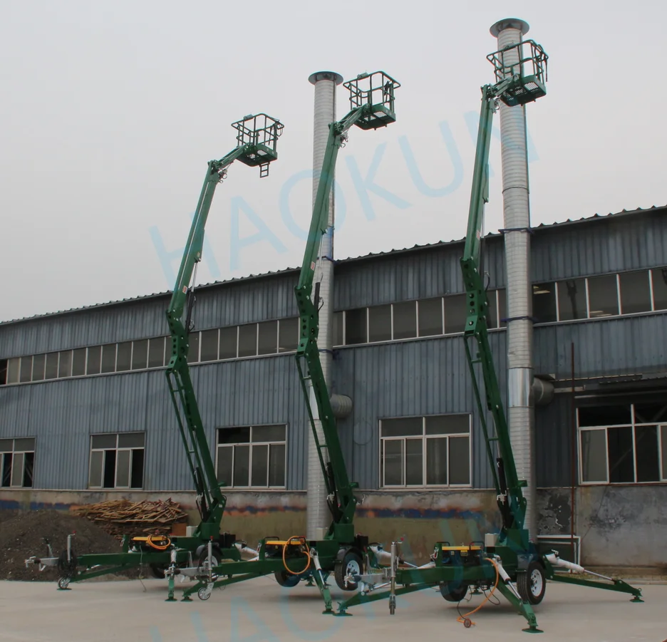 Factory Direct Supply Boom Lift Work Vehicle Electric Traction Meters Trailer with Folding Arm Lifting for Aerial Work