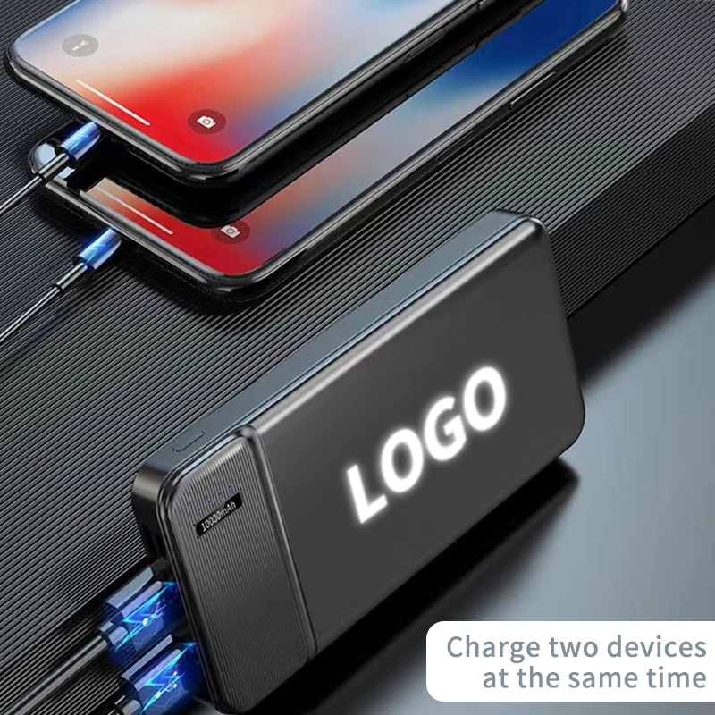 Luminous LED Power Bank 10000 MAh Shine Power Bank Custom LOGO PowerBank Promotion Marketing Gift