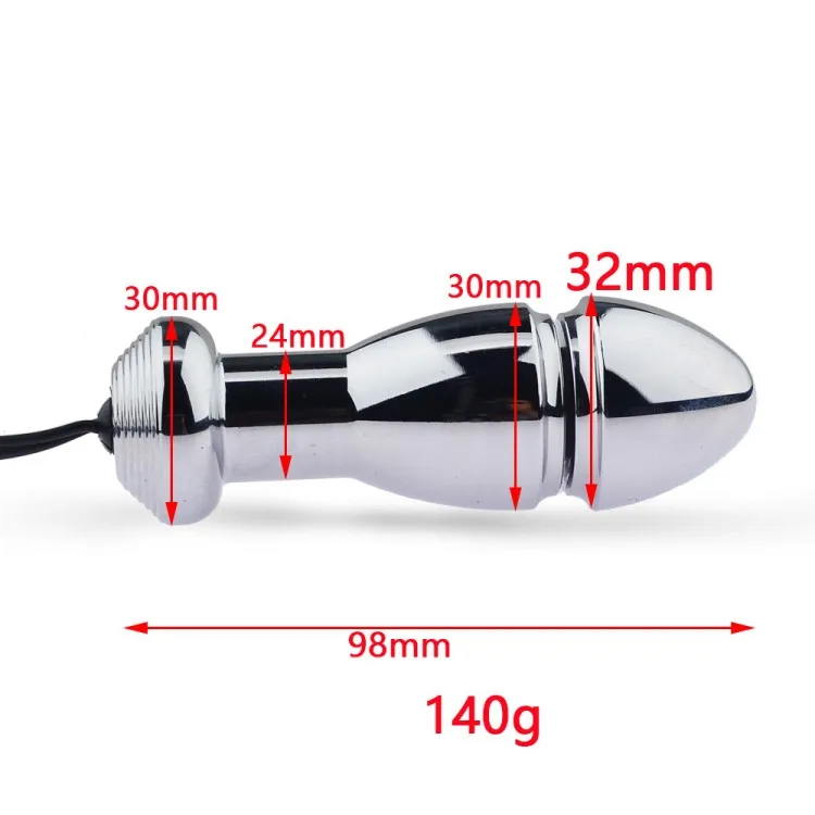 Bi-Polar Electro Shock Small to Huge Anal Beads Metal Prostate Electrical Stimulator G-Spot Toy Anal Butt Plug Sex Toy