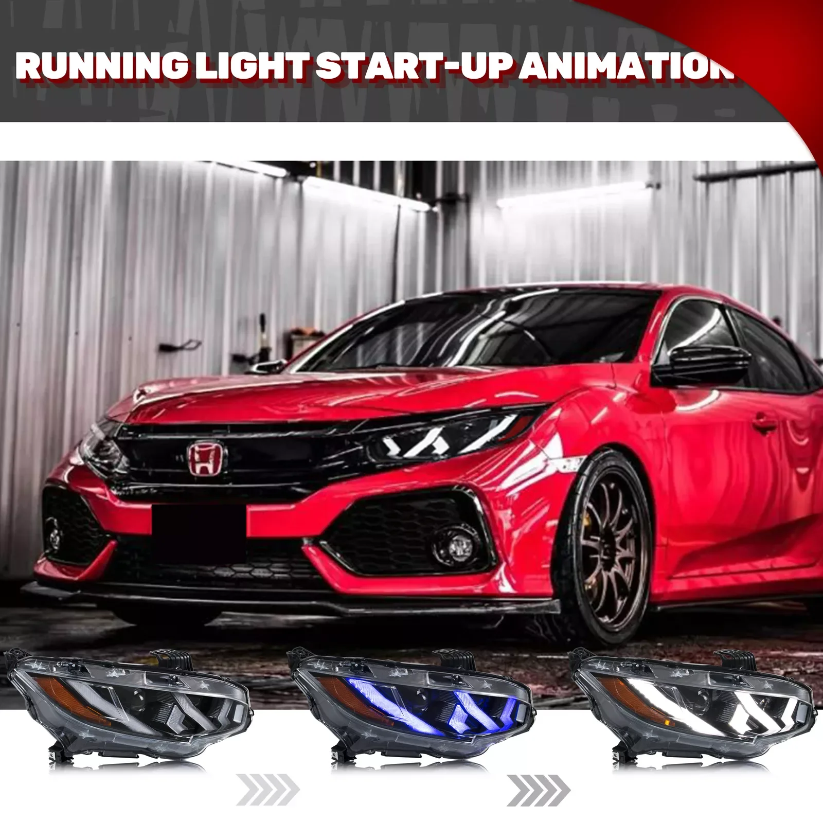 Auto Part LED Lamp Headlights for Honda Civic 10th Gen  2016 2021 FK Type R JDM Dynamic Turn Signal  Assembly High Beam DRL