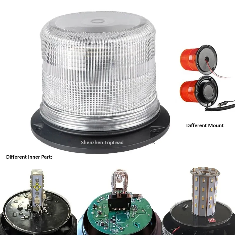 High Intensity White Emergency Flash Beacon 4"/6" PC Lamp Housing Xenon Spiral Tube Strobe Lamp Mining Heavy Truck Warning Light
