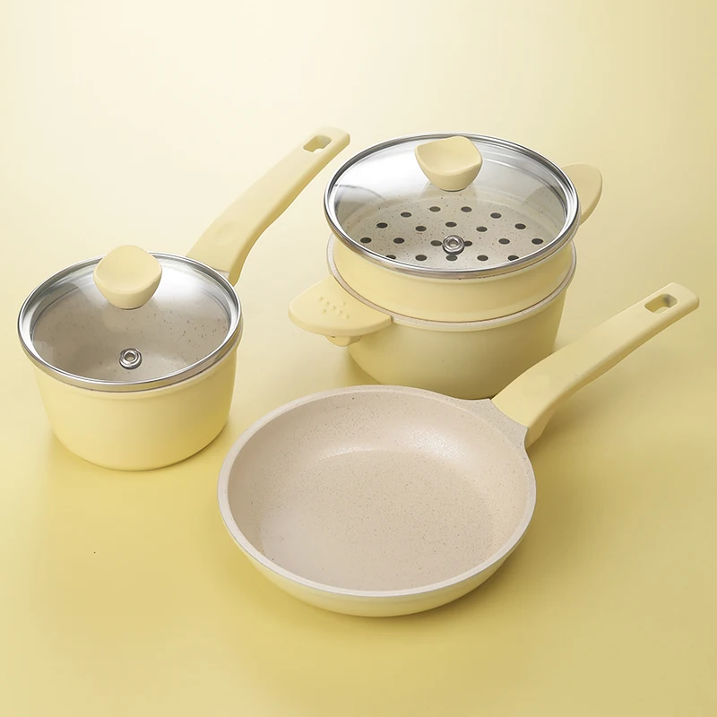 Mini Nonstick Cookware Home Kitchenware Pots Pan Set with Sauce Pan Frying Pans Cooking Pots Mini Series Cooking Sets