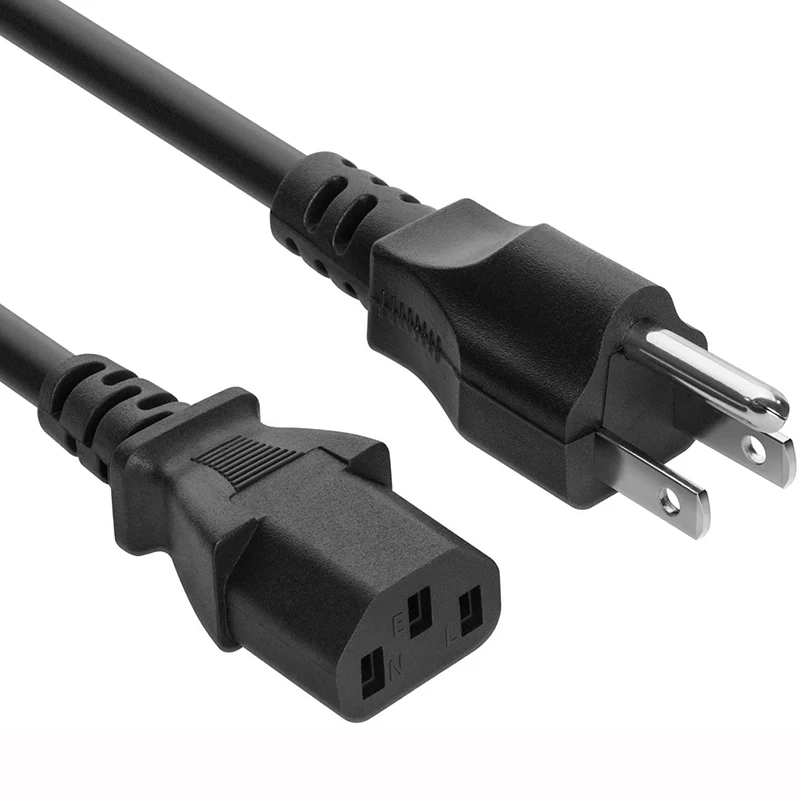 Кабель питания переменного тока NEMA 5-15P на IEC 60320C13, 10 А, 125 В, 18awg, кабель SVT для компьютеров, мониторов, принтеров, сканеров, 6 футов