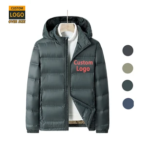 Men's Winter Moose Puffer Coat With Cotton Hood  Winter Custom Jacket Brand Jacket Turn-Down Collar Hoodie