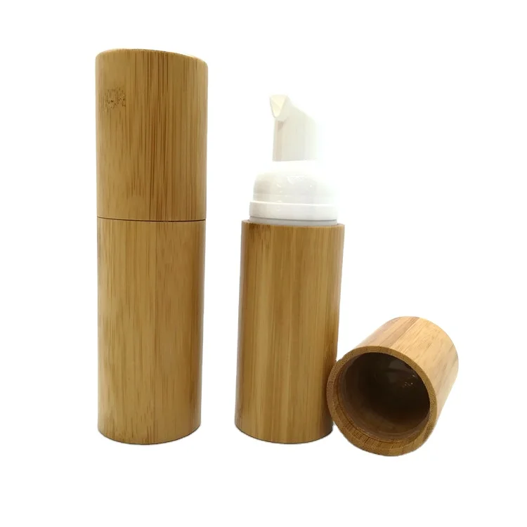 RTS 50ml 100ml  Shampoo Bottles Eco Friendly Bamboo Wrapped Foam Bottles Cosmetic Inner Plastic Bottle with Pump