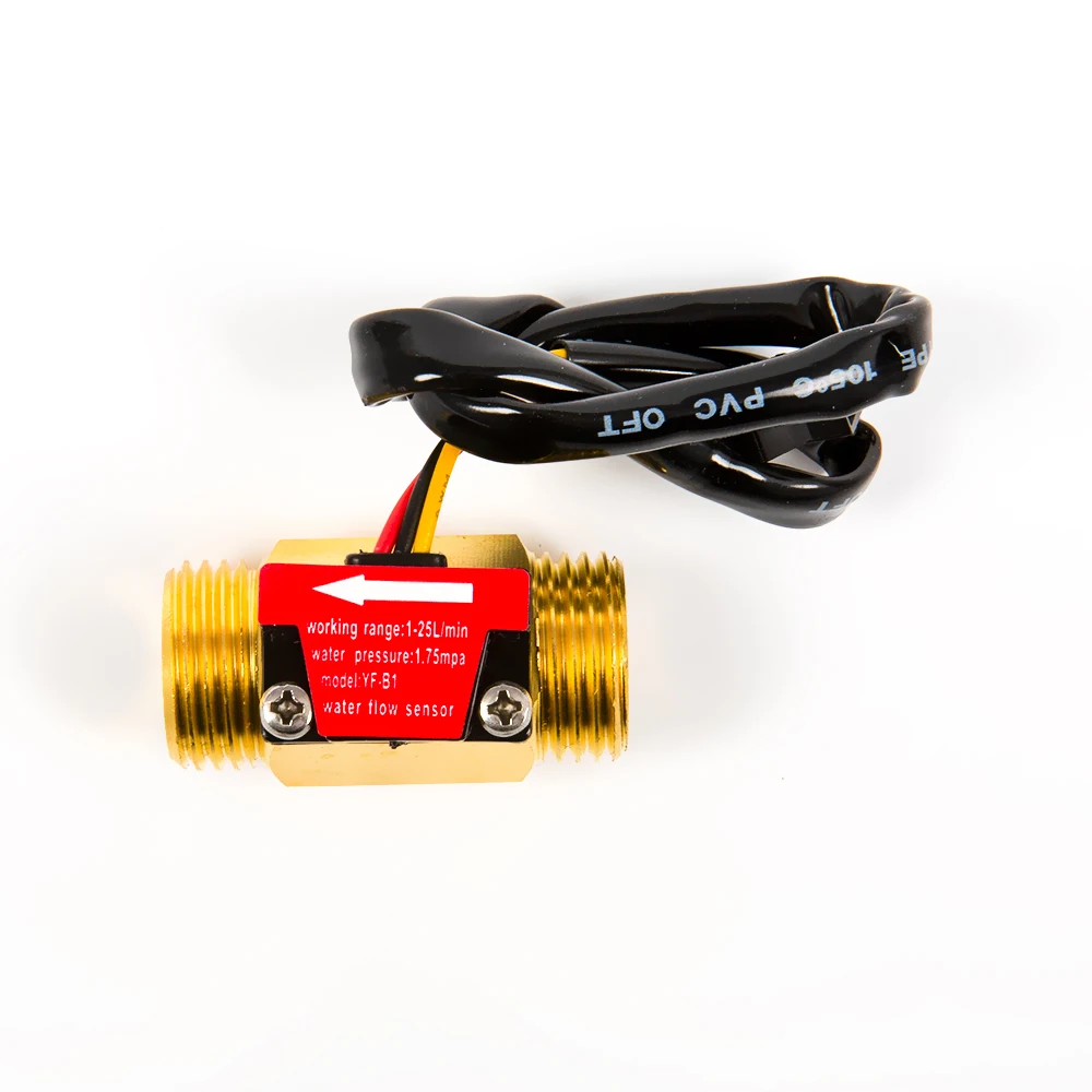 Yfb1 Copper G1/2" Dn15 Thread Hall Effect Water Liquid Flow Sensor Flow Meter Flowmeter 1 25l