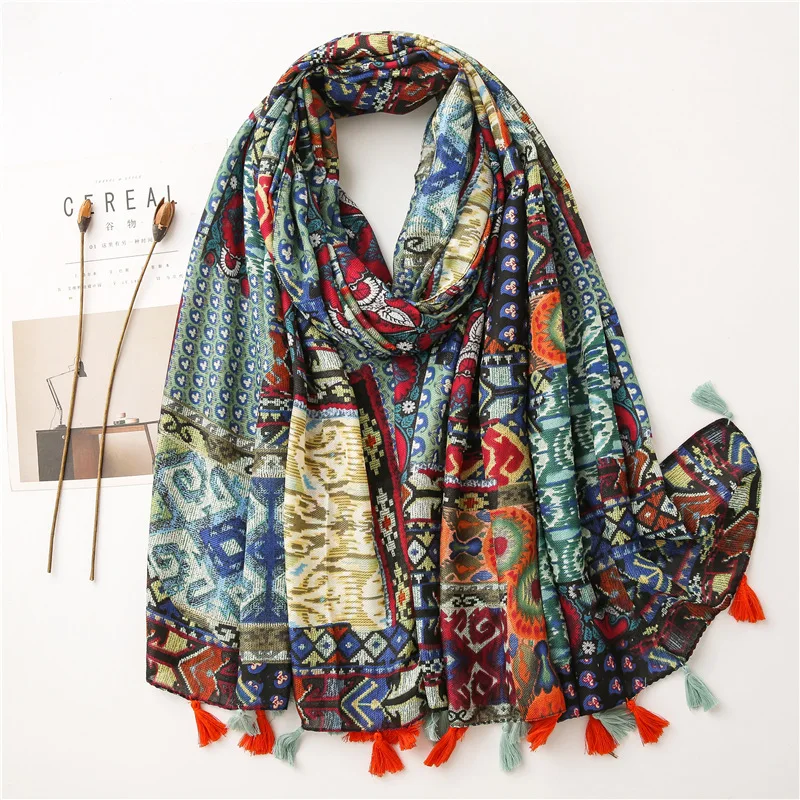 Floral  women's scarf boho style Gift for girl Gift for woman cotton scarf