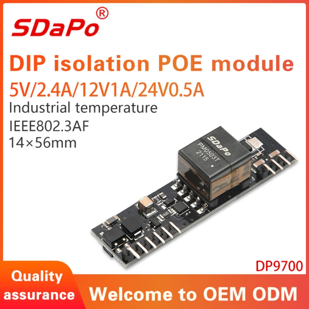 SDAPO DP9700 IEEE802.3af Standard 13W Isolated Type PoE Board 5V 12V 24V PoE PD Module