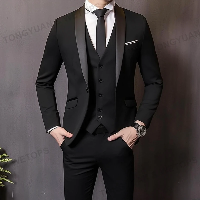 Plus Size Mens 3 Piece Groom Suits Big And Tall Blazer Tuxedo Vest