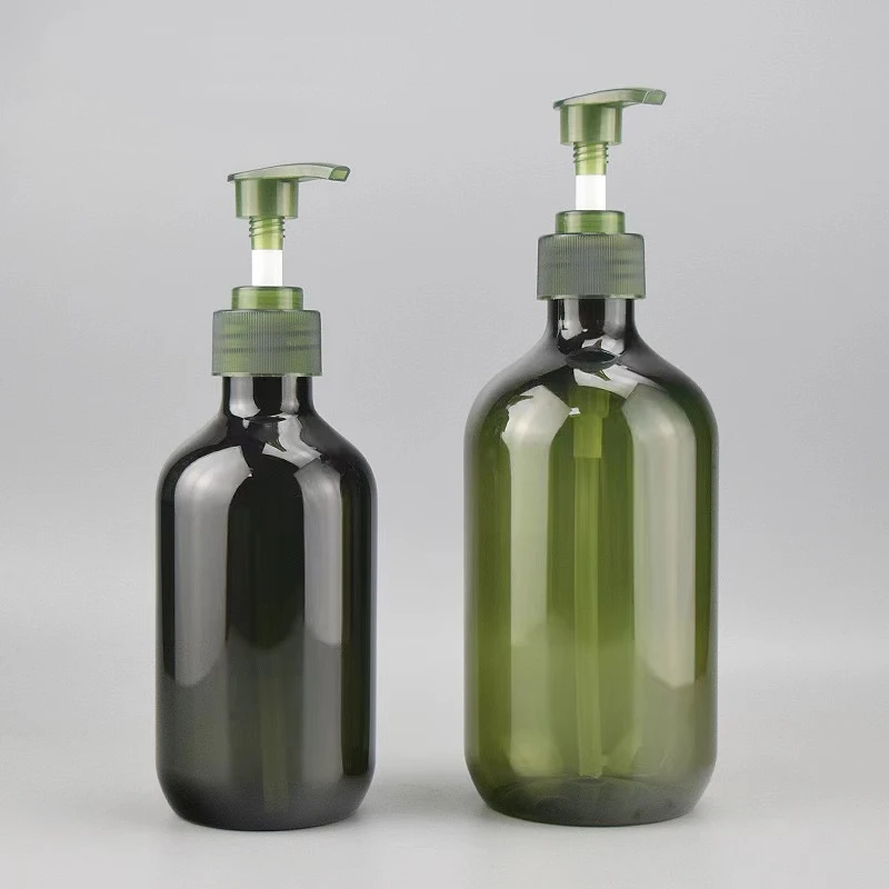 Wholesale 250ml 360ml Empty Hand Wash Bottle Green Pet Plastic Shampoo Lotion Pump Bottle Conditioner Plastic Bottle