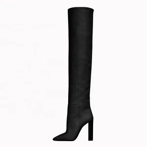 Plus Size Pointed Toe Boot for Women High Heel Black Over the Knee Boots