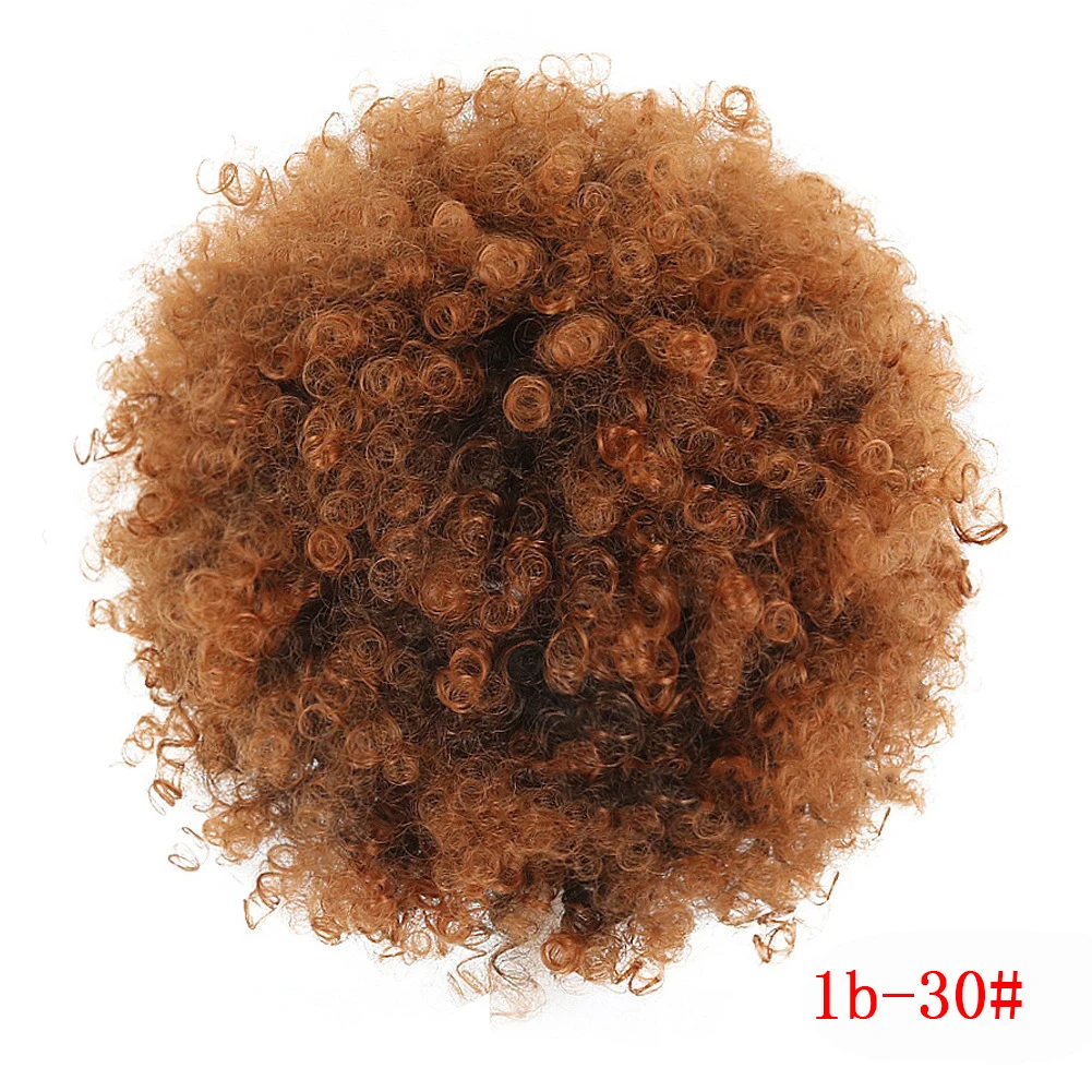 SC009 дешевая короткая афро кудрявая накидка на шнурке шиньон с расчески Синтетический хвост удлинитель волос для женщин