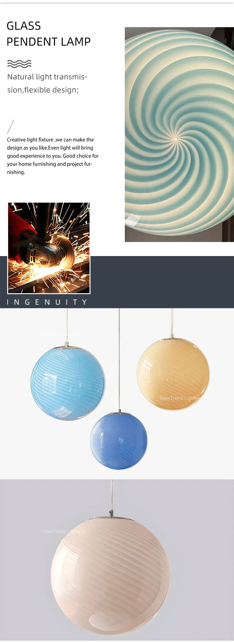 cpl 443 artistic wabi sabi round chandelier  textured glass globe suspension light for restaurant  hotel bar-2