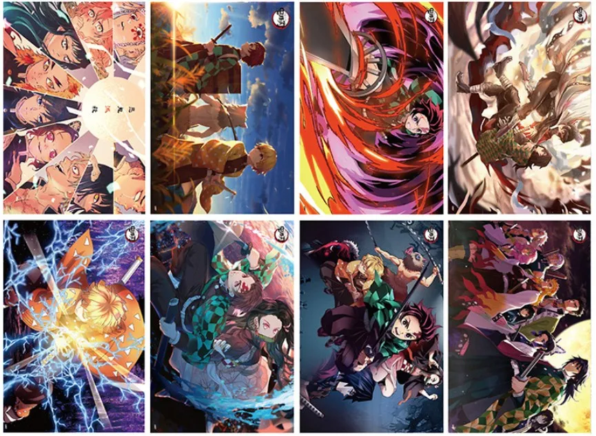 10代の部屋のために混合された8PCSアニメウォールポスター3Dデモン