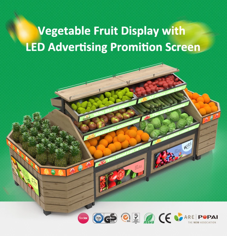 Fresh Produce Rack Customized Supermarket Vegetable Shelf Fresh Produce Fruit Vegetable ...