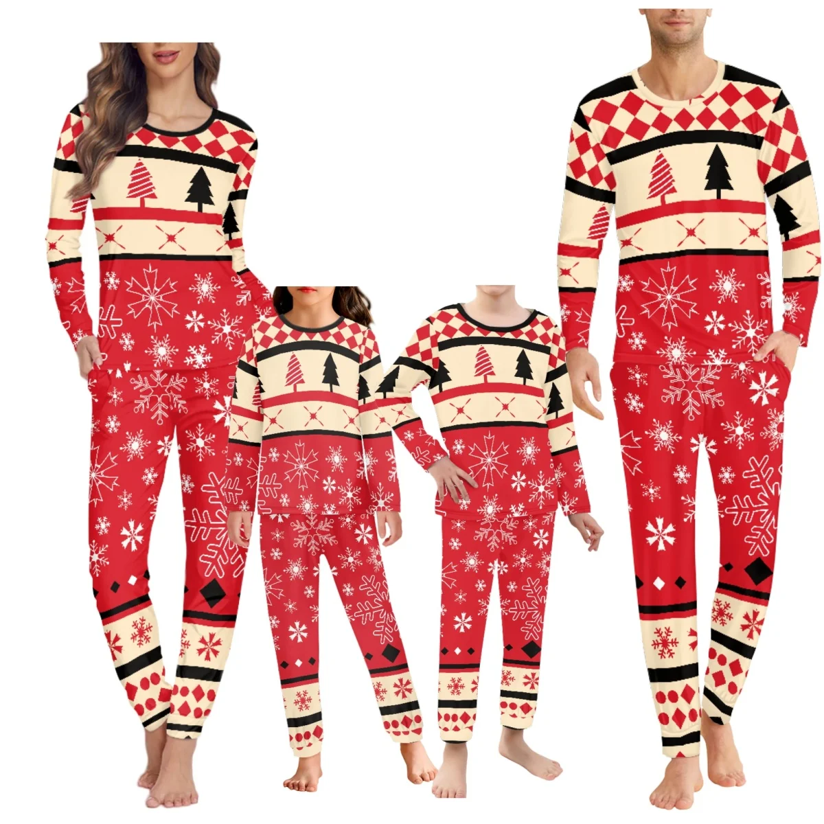 Dropshipping Clothing Matching Pajama Set Christmas Pyjamas Family Long Sleeve Sleepwear Men Women Children Nightwear Sets