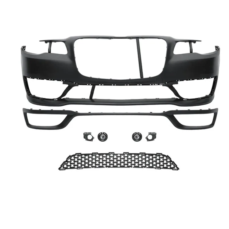 Complete Front Bumper Grille & Fog Light Kit Excludes Parking Sensor Holes for Chrysler 300C SRT8 2015-2023