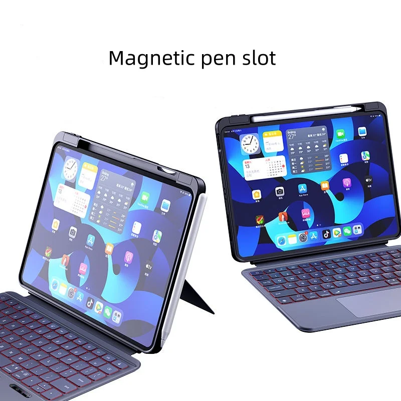 Leather Magnetic Backlight Keyboard for iPad Pro 11 13 Inch M4 2025 Smart Case iPad Air 11 13 Inch Tablet Stand Split Keyboard