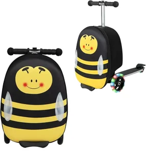 2026 Customized Design 3D Trolley Children Travel Kids Scooter Suitcase Trolley Airport Luggage with Scooter