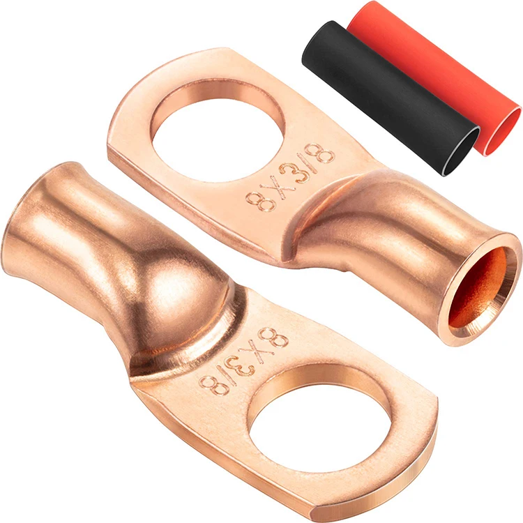 Wire Lugs 8 Gauge 8 Awg 3/8 Inch Stud Ring Terminals Heavy Duty Copper
