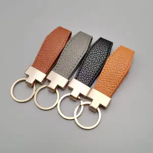 New Car Leather Metal Keychain with Customizable LOGO Zinc Alloy Key Ring for Promotional Gift Pendant Accessory