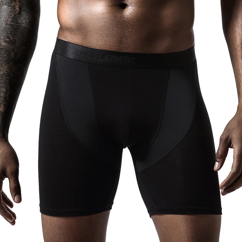 PLUS SIZE Ice Mesh Boxer Briefs for Men Sport Running Plus Long Anti-wear Leg Modal Boxers Long Legs