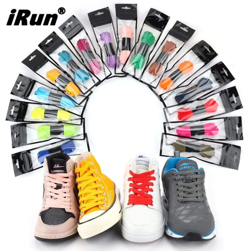 IRun Custom Colors Multicolor 57 Color Stock Cotton Flat Shoelaces Colorful Sneaker Athletic Casual Shoe Laces
