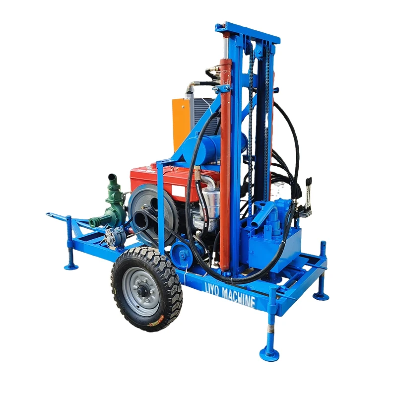 150M Depth Diesel Hydraulic Water Well Drilling Machine for Well Includes Tires and Drill Bits