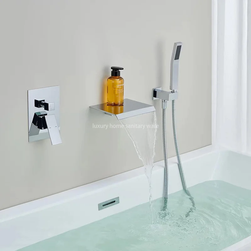 Hot Sale Bathtub Faucet with Hand-held Shower Concealed Bathtub Faucet Bathroom Hot and Cold Shower Three-piece Set