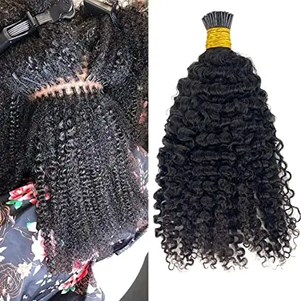 DIVA Microlinks Afro Kinky Curly Micro Links Human  Itip Hair Extension for Black Women Raw Indian Hair I Stick Tip