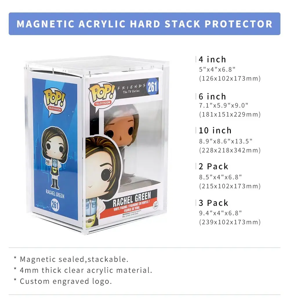 Acrylic Case With White Base Pop Shield Hard Stack For 4 Inch Funko