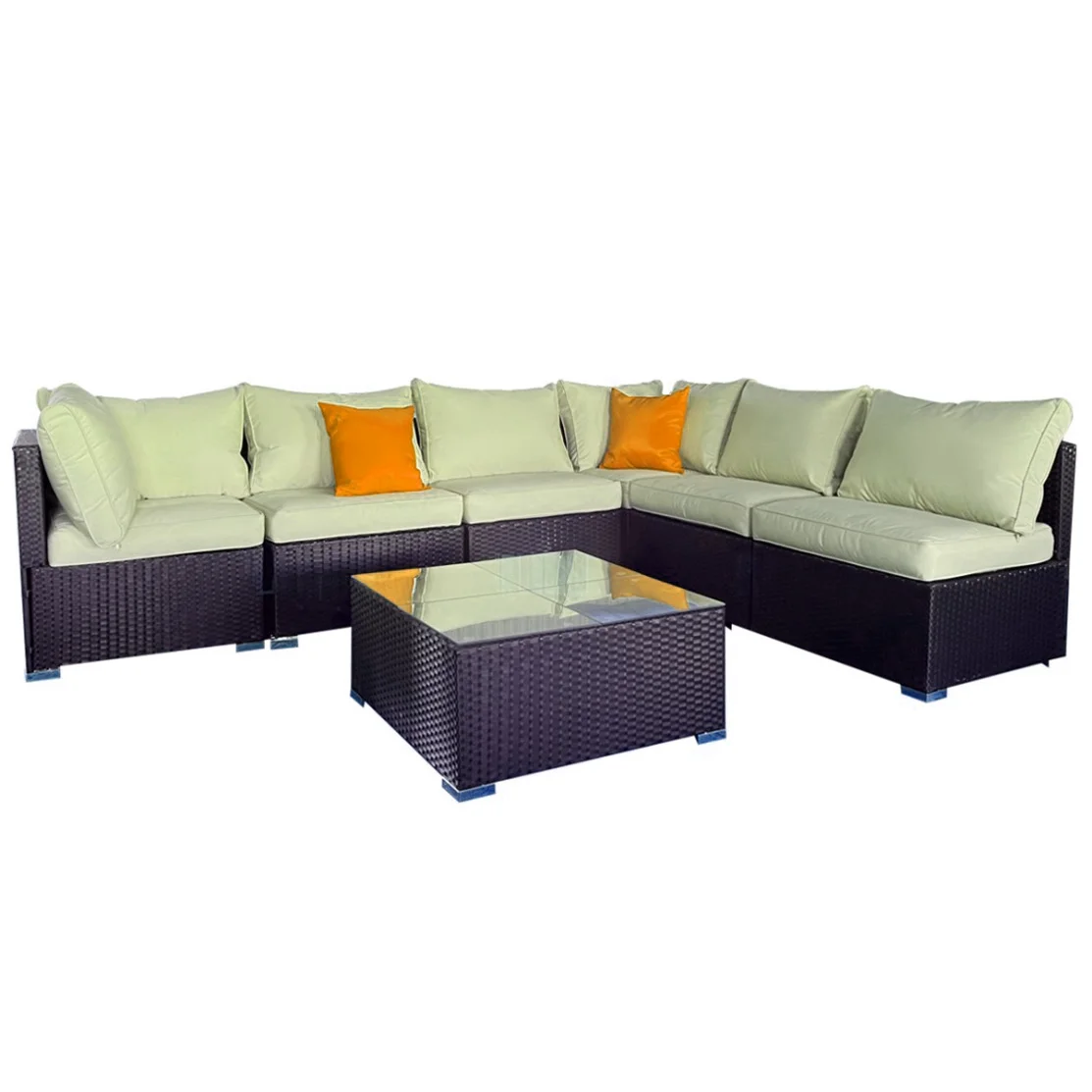 Modern PE Rattan Outdoor Sectional Sofa Set Metal Material with Aluminum Frame Waterproof Cushions for Garden Patio or Villa
