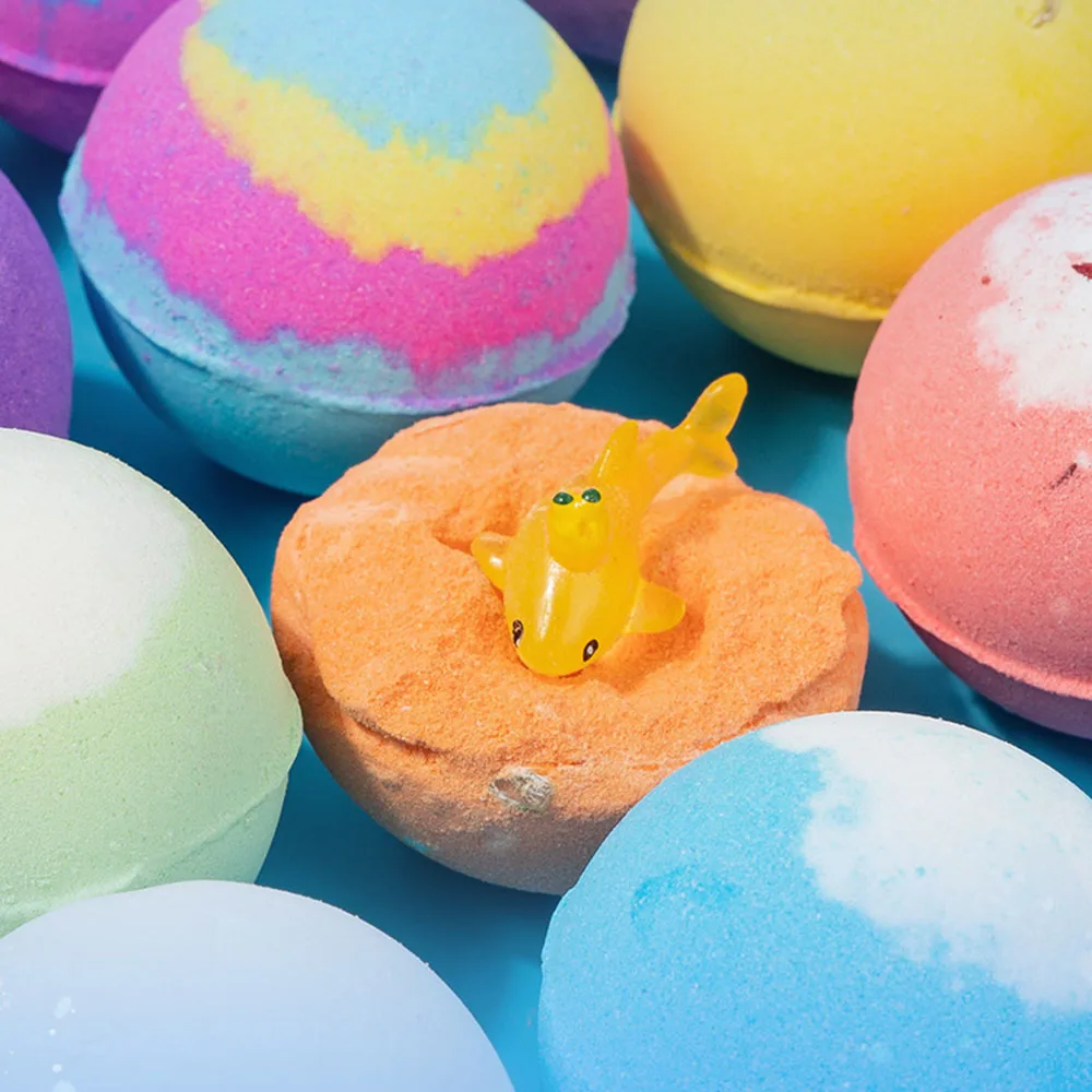 跨境彩色儿童沐浴炸弹趣味爆炸玩具即时漂浮盐浴球礼品套装