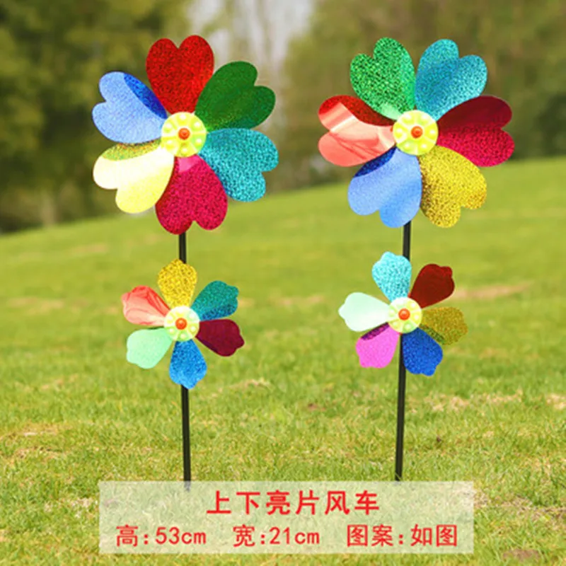 Пластиковая Верхняя и нижняя ветряная мельница с цветами вращающееся колесо детская игрушка садовый газон украшение для вечеринки подарок мальчиков девочек