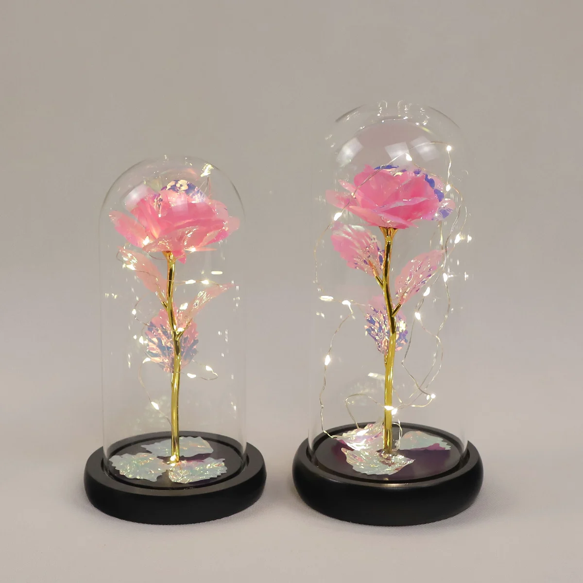 christmas artificial flowers led glass christmas dome with base clear forever glass rose gifts for her