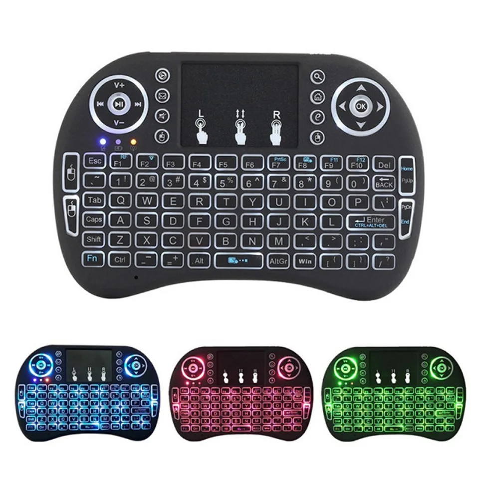 Calvas Original Backlight i8 English Russian 2.4GHz Wireless Keyboard Air Mouse Touchpad Handheld Backlit for Android TV BOX Mini PC Color: russian sign